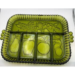 Indiana Glass Company Vintage Green Relish Plate